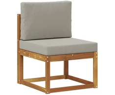Lauko sofos komplektas 3 pcs Natūrali ir šviesiai pilka