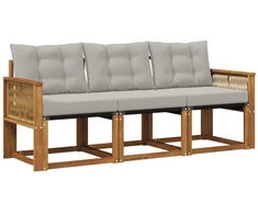 Lauko sofos komplektas 3 pcs Natūrali ir šviesiai pilka