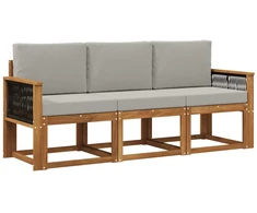 Lauko sofos komplektas 3 pcs Natūrali ir šviesiai pilka