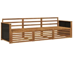 Lauko sofos komplektas 3 pcs Natūrali Kietos akacijos mediena