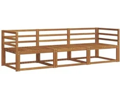 Lauko sofos komplektas 3 pcs Natūrali Kietos akacijos mediena