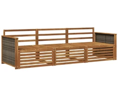 Lauko sofos komplektas 3 pcs Natūrali Kietos akacijos mediena