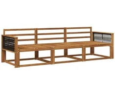 Lauko sofos komplektas 3 pcs Natūrali Kietos akacijos mediena