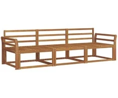 Lauko sofos komplektas 3 pcs Natūrali Kietos akacijos mediena