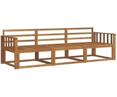 Lauko sofos komplektas 3 pcs Natūrali Kietos akacijos mediena
