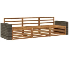 Lauko sofos komplektas 3 pcs Natūrali Kietos akacijos mediena