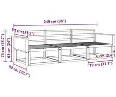 Lauko sofos komplektas 3 vnt. Natūrali Kietos akacijos mediena