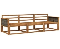 Lauko sofos komplektas 3 pcs Natūrali Kietos akacijos mediena
