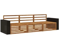 Lauko sofos komplektas 3 pcs Natūrali Kietos akacijos mediena