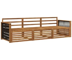 Lauko sofos komplektas 3 pcs Natūrali Kietos akacijos mediena