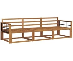 Lauko sofos komplektas 3 pcs Natūrali Kietos akacijos mediena