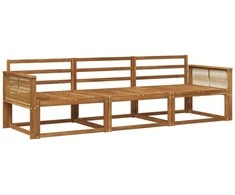Lauko sofos komplektas 3 pcs Natūrali Kietos akacijos mediena