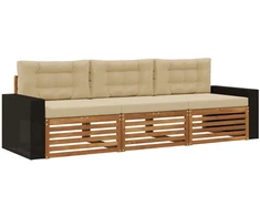 Lauko sofos komplektas 3 pcs Natūralus ir bežinis Poliesteris
