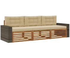 Lauko sofos komplektas 3 pcs Natūralus ir bežinis Poliesteris