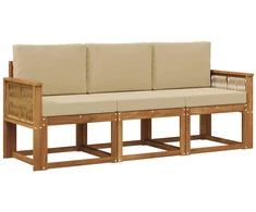 Lauko sofos komplektas 3 pcs Natūralus ir bežinis Poliesteris