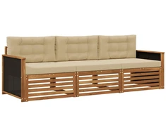 Lauko sofos komplektas 3 pcs Natūralus ir bežinis Poliesteris