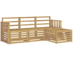 Lauko sofos komplektas 4 pcs Balta 189,5 x 122,5 x 73 cm