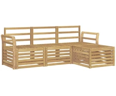 Lauko sofos komplektas 4 pcs Balta 193,5 x 122,5 x 73 cm