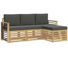 Lauko sofos komplektas 4 pcs Balta ir antracito