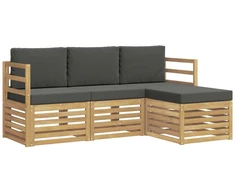 Lauko sofos komplektas 4 pcs Balta ir antracito