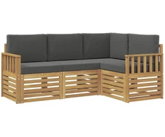 Lauko sofos komplektas 4 pcs Balta ir antracito