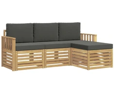 Lauko sofos komplektas 4 pcs Balta ir antracito