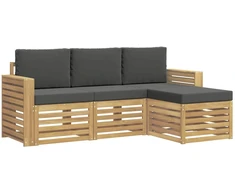 Lauko sofos komplektas 4 pcs Balta ir antracito