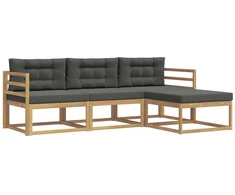 Lauko sofos komplektas 4 pcs Balta ir antracito Poliesteris