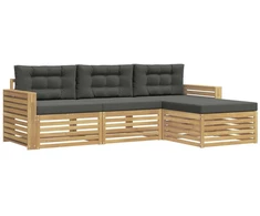 Lauko sofos komplektas 4 pcs Balta ir antracito