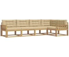 Lauko sofos komplektas 4 pcs Balta ir kreminė Poliesteris