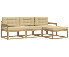Lauko sofos komplektas 4 pcs Balta ir kreminė Poliesteris