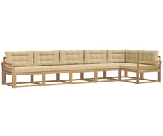 Lauko sofos komplektas 4 pcs Balta ir kreminė Poliesteris