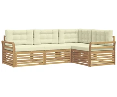 Lauko sofos komplektas 4 pcs Balta ir kreminė