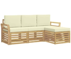 Lauko sofos komplektas 4 pcs Balta ir kreminė