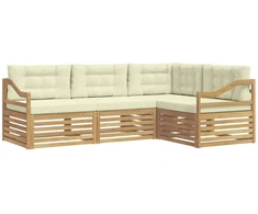 Lauko sofos komplektas 4 pcs Balta ir kreminė