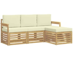 Lauko sofos komplektas 4 pcs Balta ir kreminė