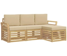 Lauko sofos komplektas 4 pcs Balta ir kreminė