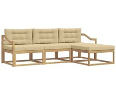 Lauko sofos komplektas 4 pcs Balta ir kreminė Poliesteris