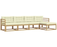 Lauko sofos komplektas 4 pcs Balta ir kreminė Poliesteris