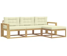 Lauko sofos komplektas 4 pcs Balta ir kreminė Poliesteris