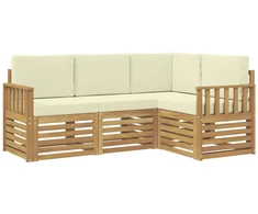 Lauko sofos komplektas 4 pcs Balta ir kreminė