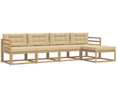 Lauko sofos komplektas 4 pcs Balta ir kreminė Poliesteris