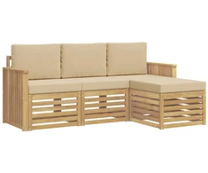 Lauko sofos komplektas 4 pcs Balta ir kreminė