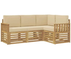 Lauko sofos komplektas 4 pcs Balta ir kreminė