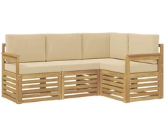 Lauko sofos komplektas 4 pcs Balta ir kreminė