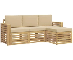 Lauko sofos komplektas 4 pcs Balta ir kreminė