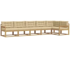 Lauko sofos komplektas 4 pcs Balta ir kreminė Poliesteris