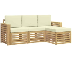 Lauko sofos komplektas 4 pcs Balta ir kreminė