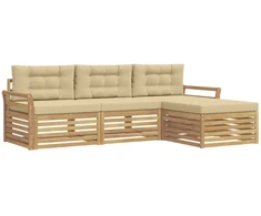 Lauko sofos komplektas 4 pcs Balta ir kreminė