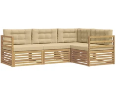 Lauko sofos komplektas 4 pcs Balta ir kreminė
